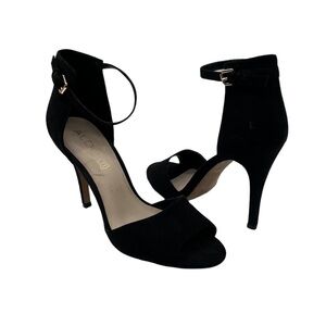 Aldo Black Suede Adjustable Ankle Strap Heeled Sandals Size 9 Women’s